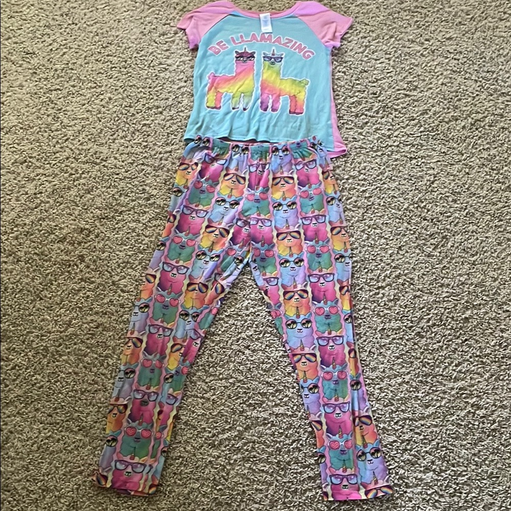 The Children's Place Pink and Blue Pajama Sets Vibrant Design with llamas